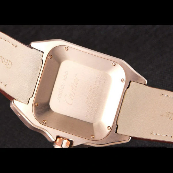 Cartier Santos Rose Gold with Brown Leather Strap new59615