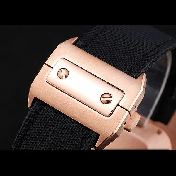 Cartier Santos Rose Gold Bezel with Black Dial and Black Fabric Strap new59616