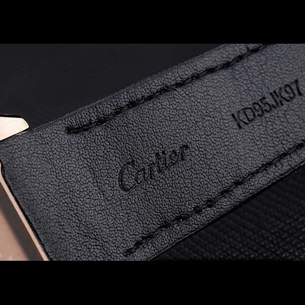 Cartier Santos Rose Gold Bezel with Black Dial and Black Fabric Strap new59616
