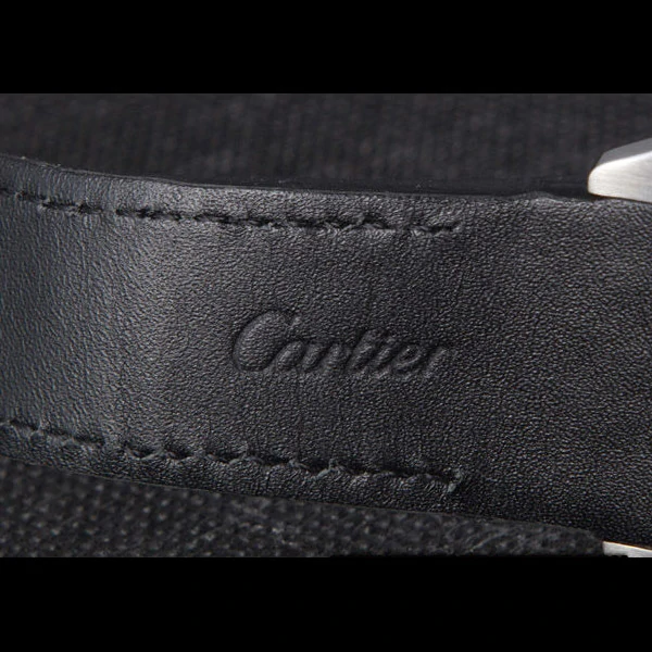 Cartier Santos Stainless Steel Bezel with Black Leather Strap new59617