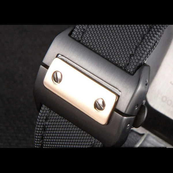 Cartier Santos Rose Gold Bezel with Black Dial and Black Fabric Strap new59619