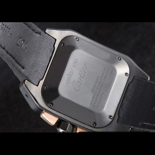 Cartier Santos Rose Gold Bezel with Black Dial and Black Fabric Strap new59619