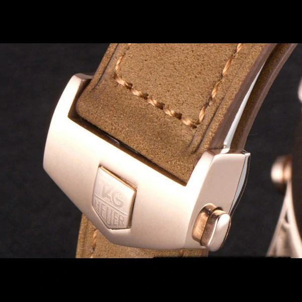 Tag Heuer Carrera SpaceX Rose Gold Bezel with Black Dial and Light Brown Leather Strap new59625