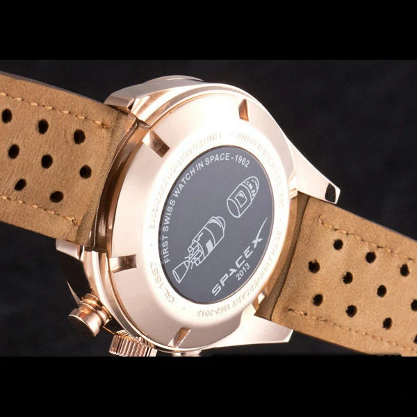 Tag Heuer Carrera SpaceX Rose Gold Bezel with Black Dial and Light Brown Leather Strap new59625