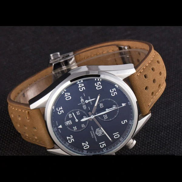 Tag Heuer Carrera SpaceX Silver Bezel with Black Dial and Light Brown Leather Strap new59627