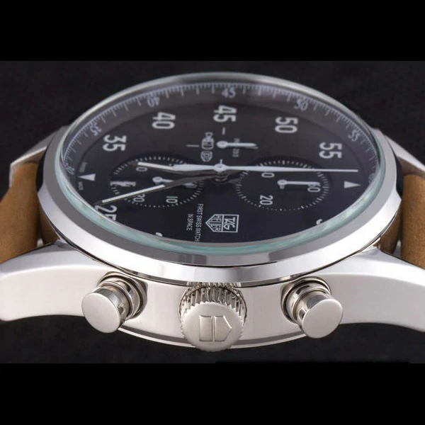 Tag Heuer Carrera SpaceX Silver Bezel with Black Dial and Light Brown Leather Strap new59627