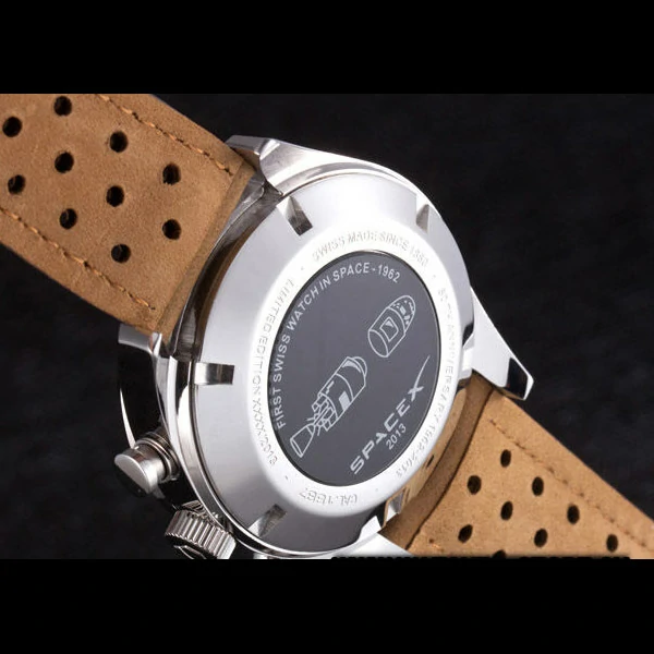 Tag Heuer Carrera SpaceX Silver Bezel with Black Dial and Light Brown Leather Strap new59627