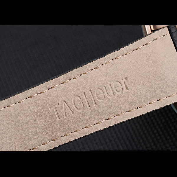 Tag Heuer Carrera Rose Gold Bezel with Black Dial and Black Leather Strap new59628