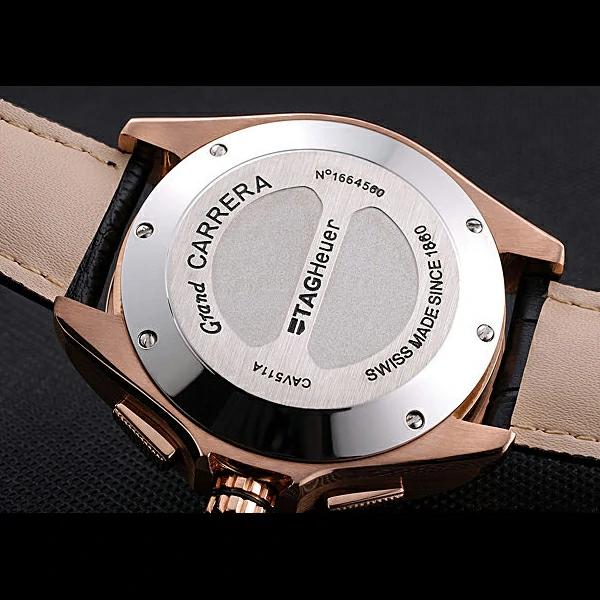 Tag Heuer Carrera Rose Gold Bezel with Black Dial and Black Leather Strap new59628