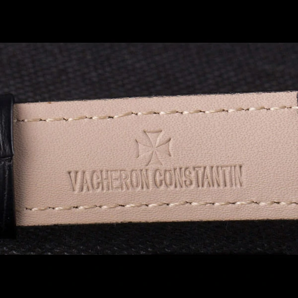 Vacheron Constantin Black Skeleton Watch With Silver Bezel and Black Leather Strap new59632