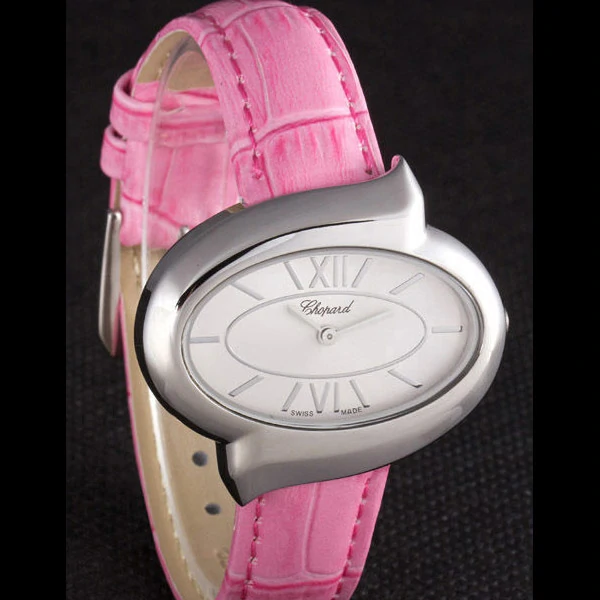 Chopard Luxury Silver Bezel with White Dial and Pink Leather Strap new59633