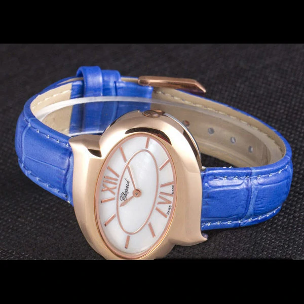 Chopard Luxury Gold Bezel with White Dial and Blue Leather Strap new59634
