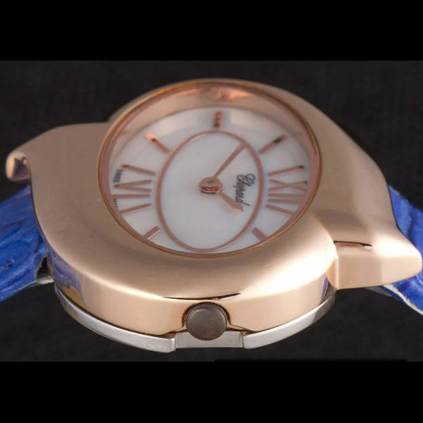 Chopard Luxury Gold Bezel with White Dial and Blue Leather Strap new59634