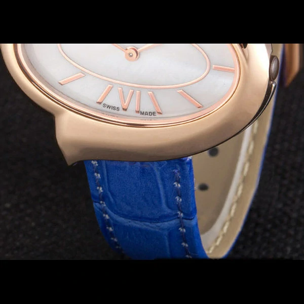 Chopard Luxury Gold Bezel with White Dial and Blue Leather Strap new59634