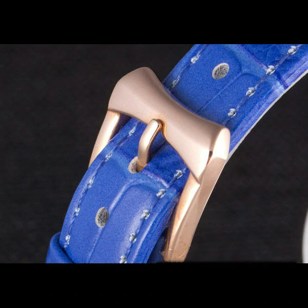Chopard Luxury Gold Bezel with White Dial and Blue Leather Strap new59634