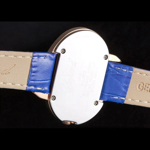 Chopard Luxury Gold Bezel with White Dial and Blue Leather Strap new59634