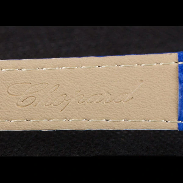 Chopard Luxury Gold Bezel with White Dial and Blue Leather Strap new59634