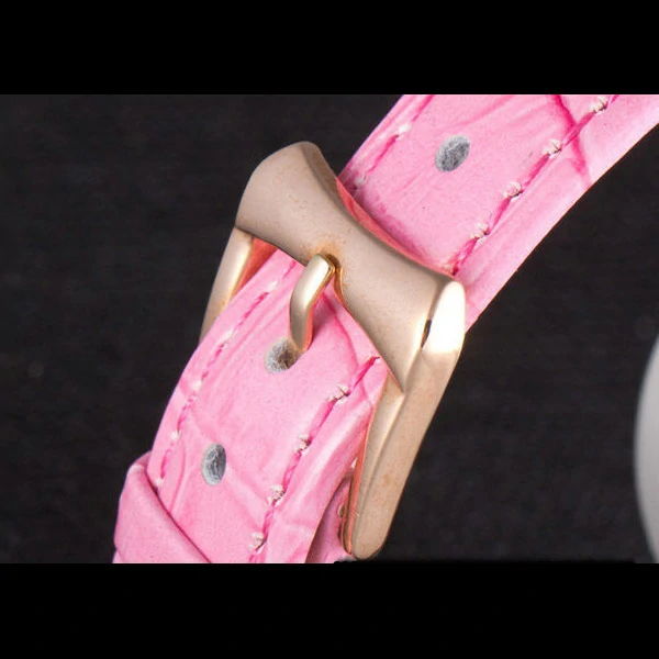 Chopard Luxury Gold Bezel with White Dial and Pink Leather Strap new59635