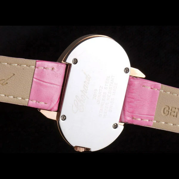 Chopard Luxury Gold Bezel with White Dial and Pink Leather Strap new59635