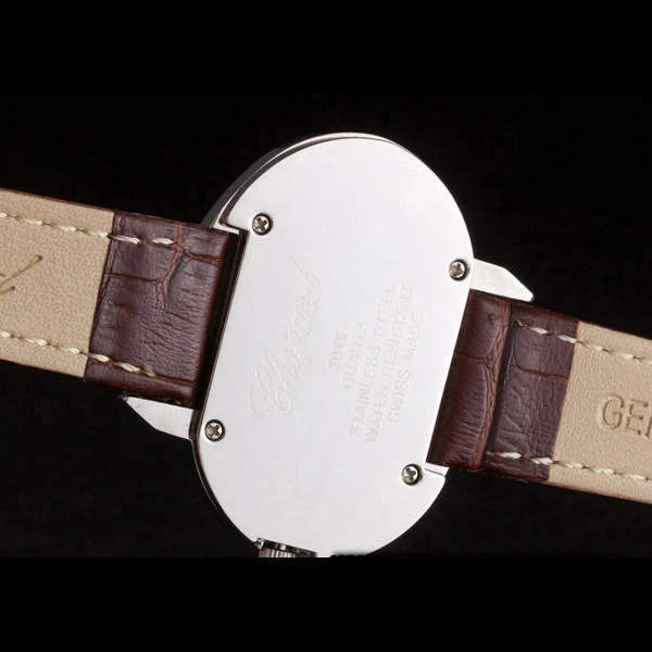 Chopard Luxury Silver Bezel with White Dial and Brown Leather Strap new59636