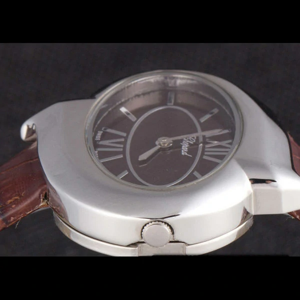 Chopard Luxury Silver Bezel with Brown Dial and Brown Leather Strap new59637