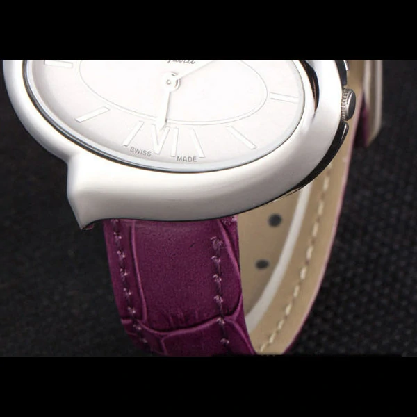 Chopard Luxury Silver Bezel with White Dial and Purple Leather Strap new59638