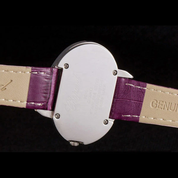 Chopard Luxury Silver Bezel with White Dial and Purple Leather Strap new59638