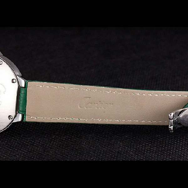 Cartier Ballon Bleu Silver Bezel with Green Dial and Green Leather Band new59643