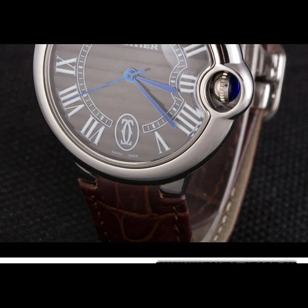 Cartier Ballon Bleu Silver Bezel with Brown Dial and Brown Leather Band new59644