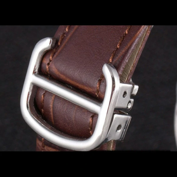 Cartier Ballon Bleu Silver Bezel with Brown Dial and Brown Leather Band new59644