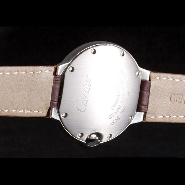 Cartier Ballon Bleu Silver Bezel with Brown Dial and Brown Leather Band new59644
