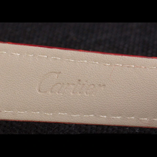 Cartier Ballon Bleu Silver Bezel with Red Dial and Red Leather Band new59646