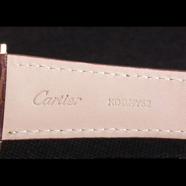 Cartier Luxury Skeleton Watch with Rose Gold Bezel and Brown Leather Band new59647