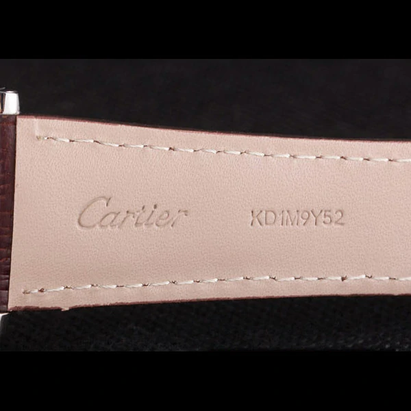Cartier Luxury Skeleton Watch with Silver Bezel and Brown Leather Band new59648