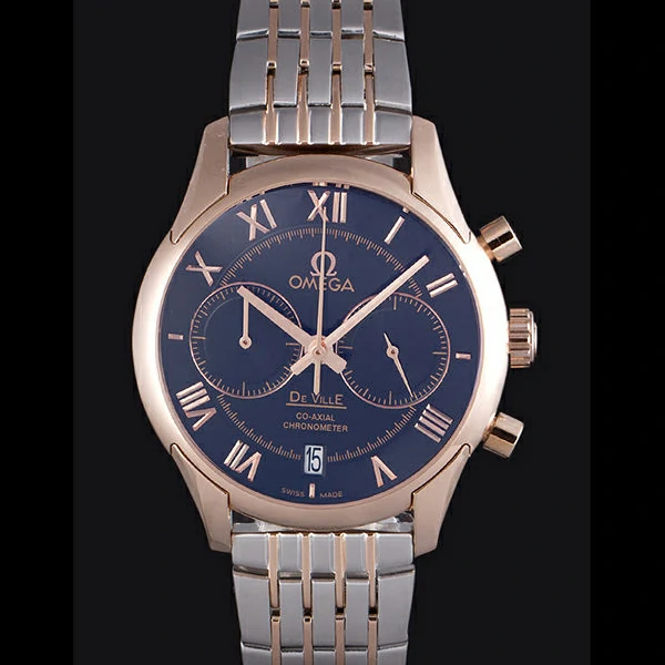 Omega DeVille Two Tone Links Black Dial new59652
