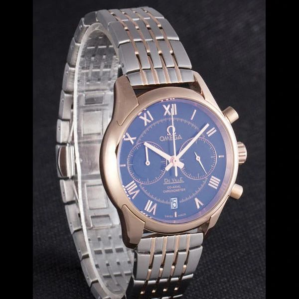 Omega DeVille Two Tone Links Black Dial new59652