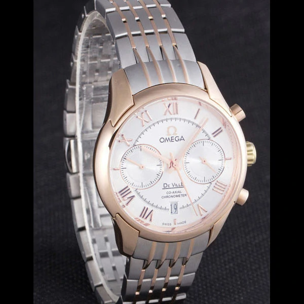 Omega DeVille Two Tone Links White Dial new59653