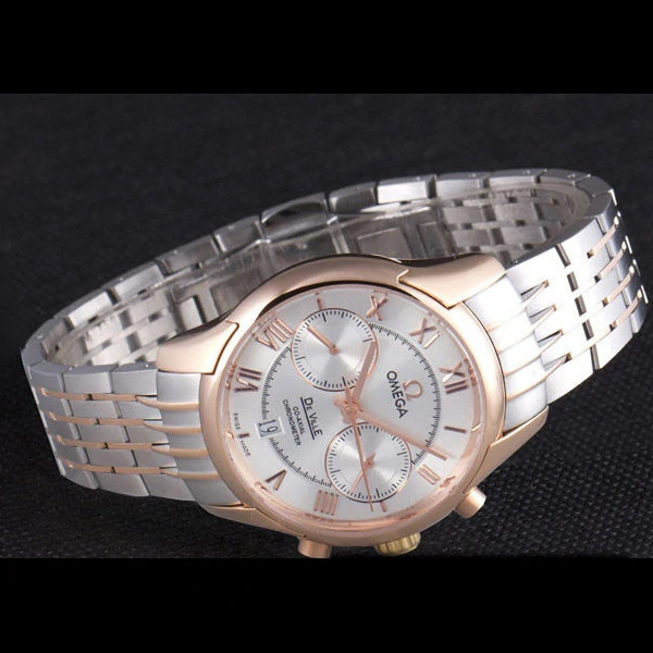 Omega DeVille Two Tone Links White Dial new59653