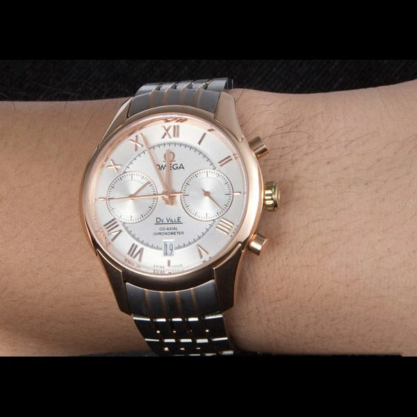 Omega DeVille Two Tone Links White Dial new59653