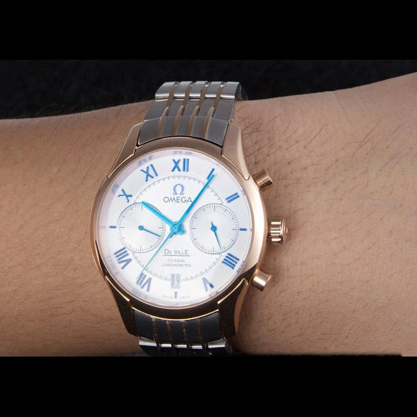 Omega DeVille Two Tone Links White Dial new59654