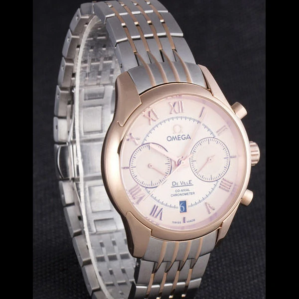 Omega DeVille Two Tone Links Gold Dial new59655