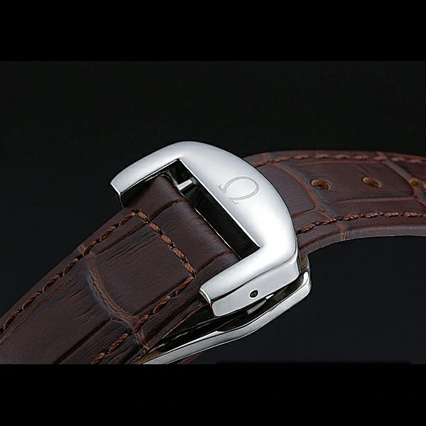 Omega DeVille Silver Bezel with White Dial and Brown Leather Strap new59656
