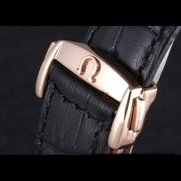 Omega DeVille Rose Gold Bezel with Black Dial and Black Leather Strap new59659
