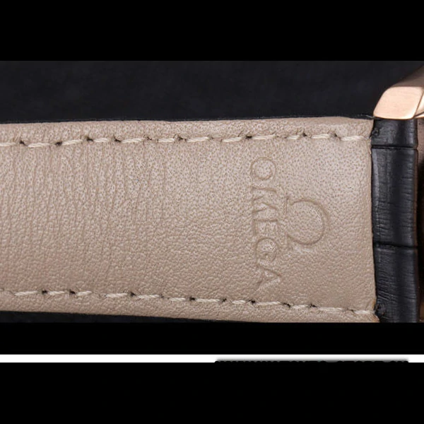 Omega DeVille Rose Gold Bezel with Black Dial and Black Leather Strap new59659