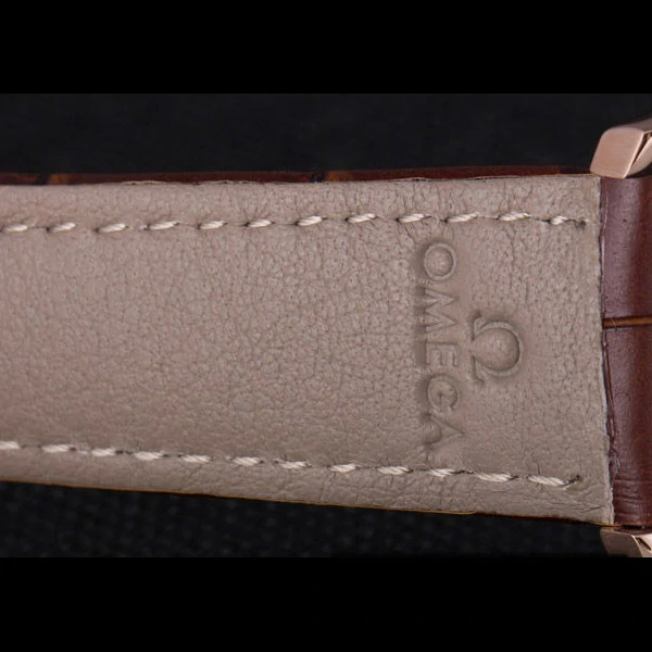 Omega DeVille Rose Gold Bezel with White Dial and Brown Leather Strap new59660