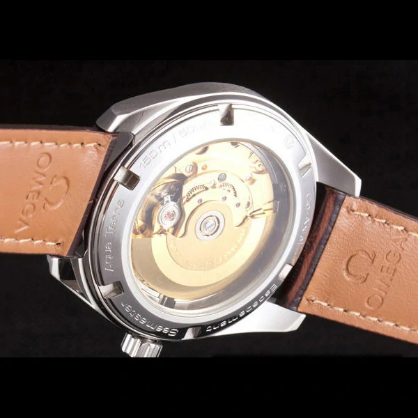 Omega Seamaster Silver Bezel with White Dial and Brown Leather Band new59663