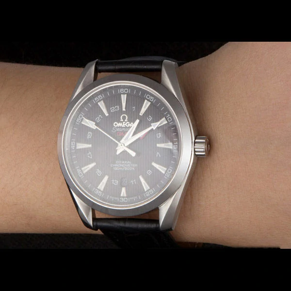 Omega Seamaster Black Dial with Black Leather Band new59664