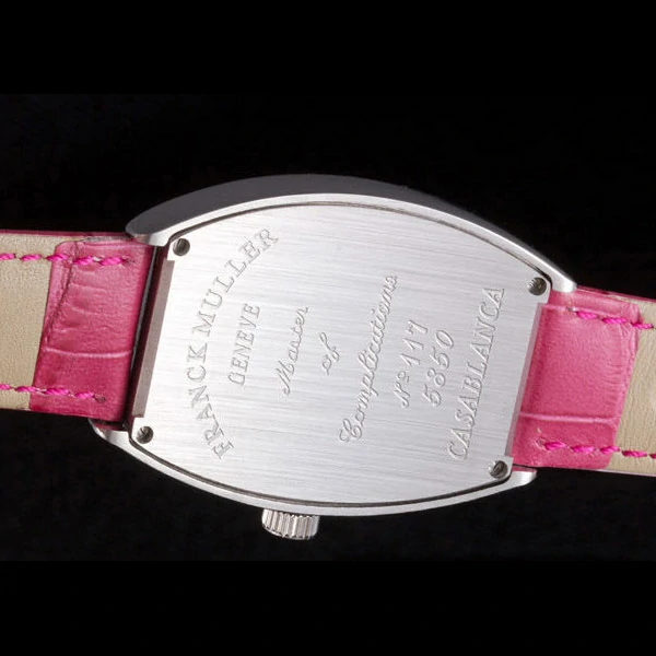 Frank Muller Heart Diamond Silver Bezel Pink Leather Band new59680