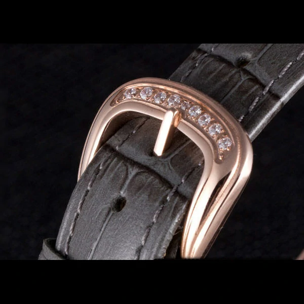 Frank Muller Heart Diamond Gold Bezel Grey Leather Band new59682