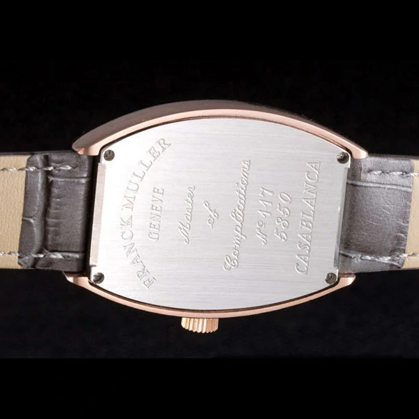 Frank Muller Heart Diamond Gold Bezel Grey Leather Band new59682